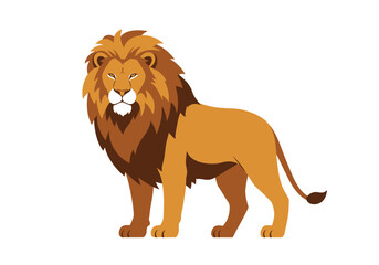 Majestic Lion Illustration: Standing Proud with Detailed Mane and Tail.