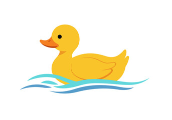 Cute Yellow Rubber Duck Floating on Water.