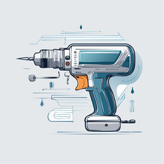 Blue and Grey Electric Drill Illustration