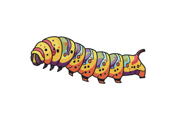 Colorful Cartoon Caterpillar with Unique Segmented Body and Details.