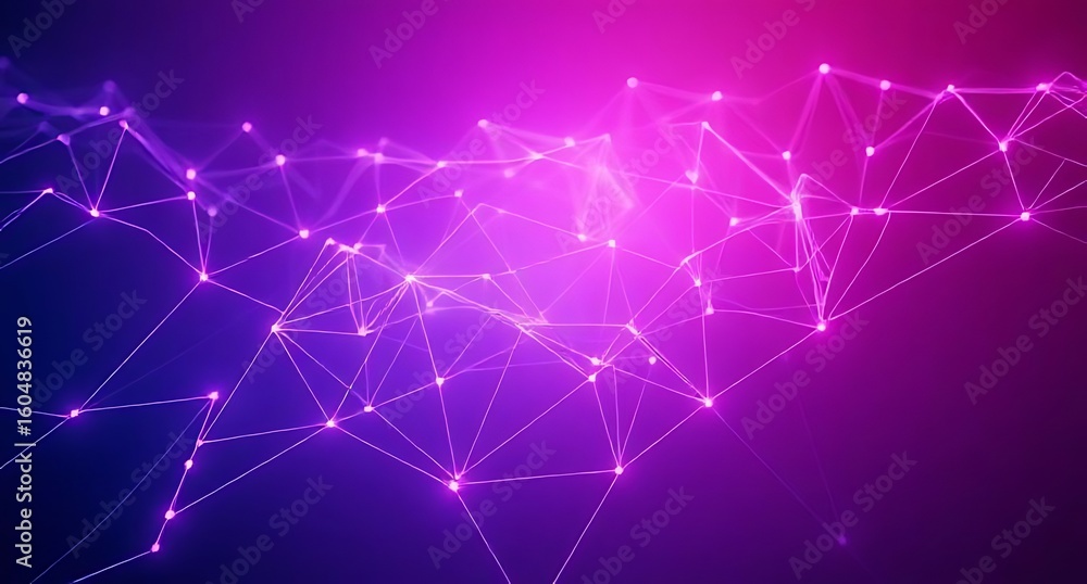 Poster abstract network connections with glowing nodes isolated on white background