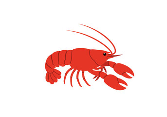 Vibrant Red Crayfish in Profile View.