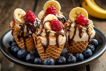 Ice Cream Cone Desserts Topped