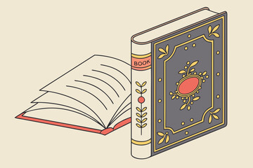 A classic hand-drawn illustration of a closed book with a bookmark, perfect for themes of knowledge, education, and storytelling.