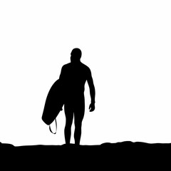 Chill Beach Lifestyle – Surfer Standing Silhouette