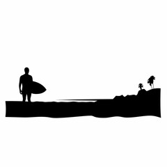 Chill Beach Lifestyle – Surfer Standing Silhouette