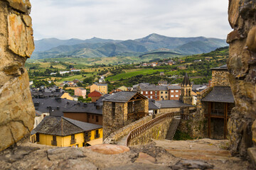 Ponferrada roofs from the templars castle, Spain