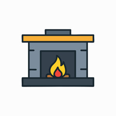 Fototapeta premium Cozy Fireplace Icon Vector Home Heating Interior Element