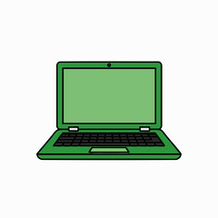 Green Laptop Flat Icon Vector Illustration