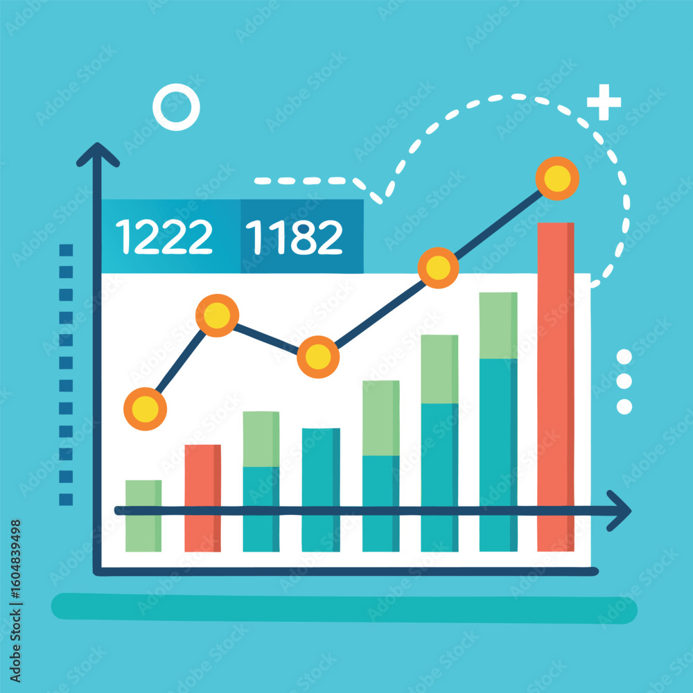 Aufkleber illustrated business data chart with different financial performance visual representations for anal
