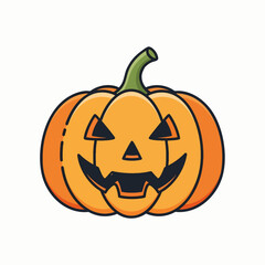 Happy Jack-o-Lantern Cartoon Vector Icon Halloween Spooky Pumpkin