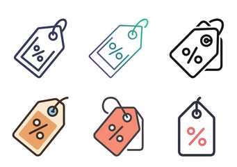 Various stylized price tag icons showcasing discount and promotional themes