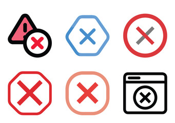 Various cross icons arranged on a white background, with multiple color schemes