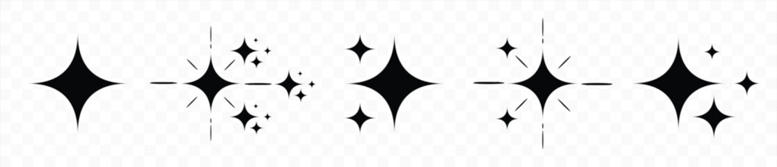 Sparkle star icon set. shine sparkle star, lighting, glowing light and twinkling stars. Shining twinkle sunburst shapes collection. Vector illustration