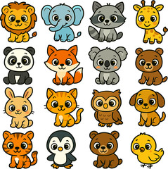 cartoon animal head icons