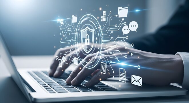 Digital security and data protection through technology and cybersecurity - Powered by Adobe