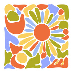 Vector colorful abstract illustration with sun. 