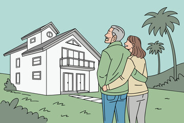 man in front of house