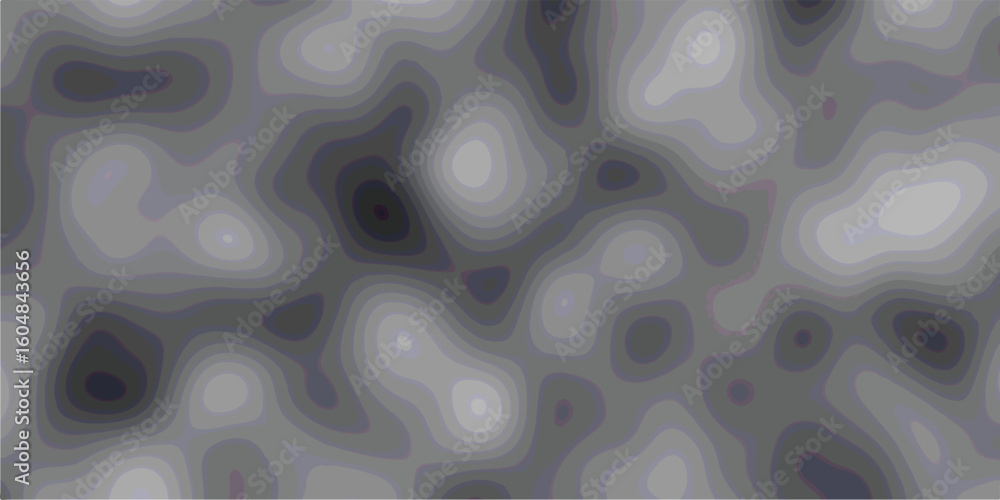 Poster abstract topographic map pattern in grayscale colors illustrating terrain and contours, ideal for ba