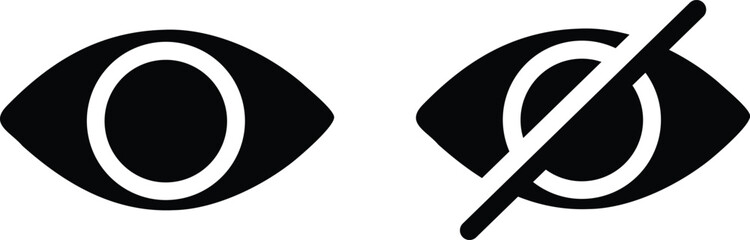 visible invisible eye icon, hide hidden incognito icon vector illustration