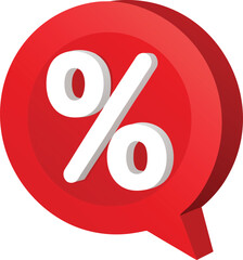 Obraz premium Red discount percentage speech bubble vector