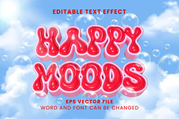 Happy moods 3d inflated text effect