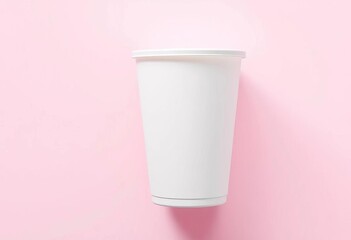 A single pristine white plastic cup on a plain background,  background,  pure