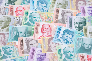 Serbian dinar currency banknotes