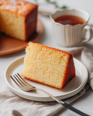 Delicious butter cake sits on plate simple, enjoyable treat