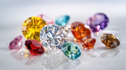 The colorful arrangement of sparkling gemstones showcasing luxury and elegance.