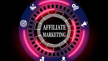 AFFILIATE MARKETING concept. Business, Technology, Internet and network concept. 4k video