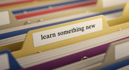 Organized learning: Colorful file folders showcasing 'Learn Something New' tab