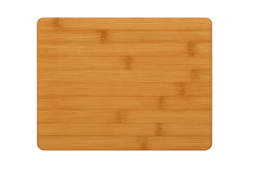 Square bamboo cutting board isolated on transparent background, ideal for food and cooking presentations