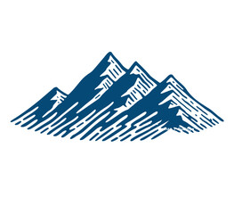 Vector Mountains on a white background. Hand drawn Mountains outline vector illustration