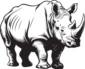 Powerful Rhinoceros Standing Wildlife Animal Vector Illustration Design Art