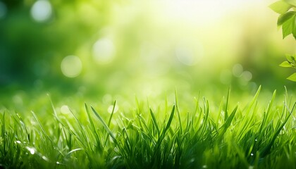 fresh green grass background in sunny spring day