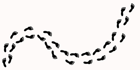Human prints footpath on white background. Vector illustration. 