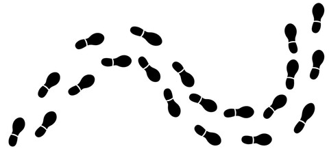 Shoes prints footpath on white background. Vector illustration. 