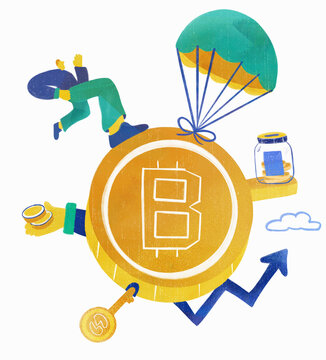 Bitcoin savings suspended from parachute
