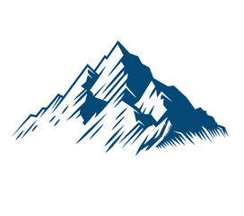 Vector Mountains on a white background. Hand drawn Mountains outline vector illustration