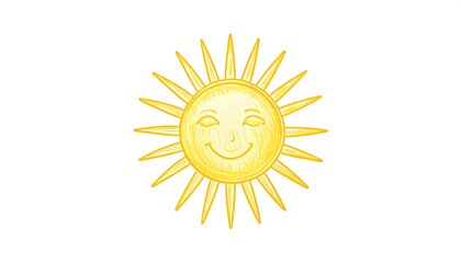 Hand-drawn smiling sun