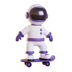 Fototapeta premium 3d illustration of astronaut playing skateboard