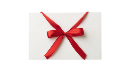 Blank Greeting Card with Ribbon: A flat lay of a blank greeting card with a ribbon, symbolizing celebration, isolated on a Transparent background, PNG file.