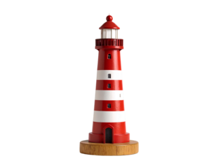 Miniature Lighthouse Replica on transparent background for Creative Projects