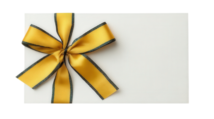 Blank Greeting Card with Ribbon: A flat lay of a blank greeting card with a ribbon, symbolizing celebration, isolated on a Transparent background, PNG file.