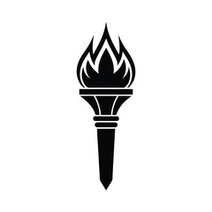 Silhouette a torch with stylized flames on fire symbol