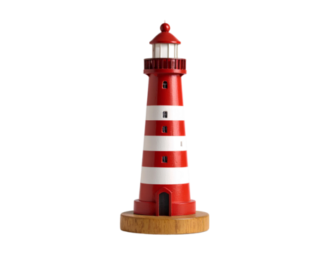 Miniature Lighthouse Replica on transparent background for Creative Projects