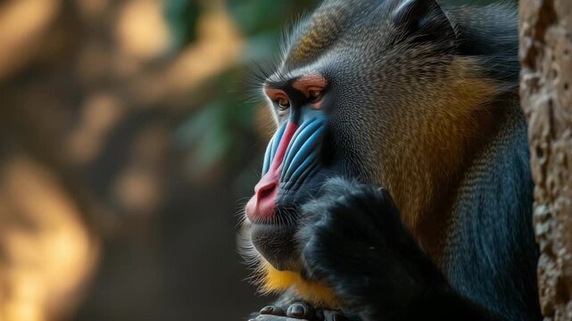 Close up portrait of mandrill monkey 