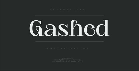 Gashed typography beauty fashion elegant minimalist serif italic fonts decorative wedding vintage retro logos. Minimal luxury font alphabet logo. Vector illustration
