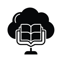 Silhouette an open book on a stand under a cloud reading